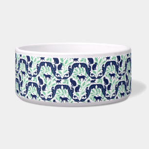 Écuelle Elégant Art Nouveau Mint Bleu Chat Noir-Whimsical