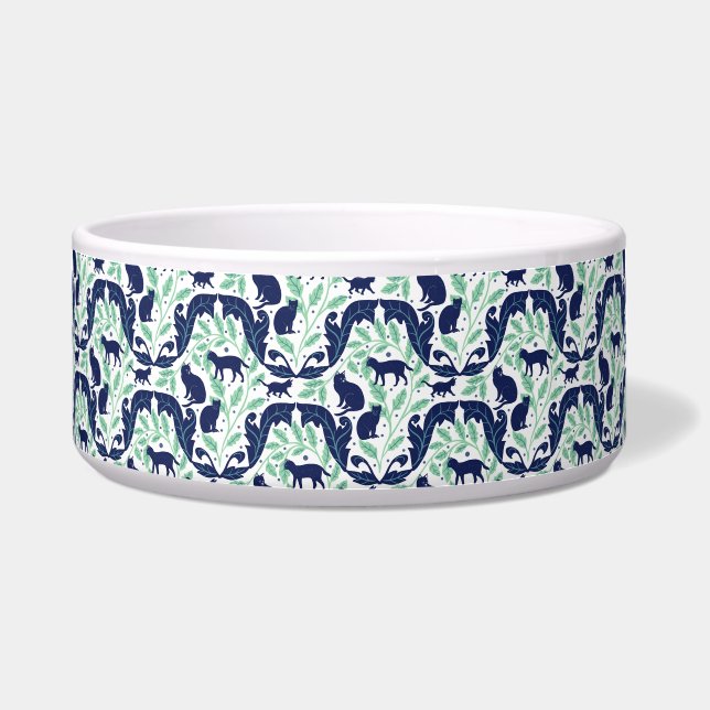 Écuelle Elégant Art Nouveau Mint Bleu Chat Noir-Whimsical (Devant)