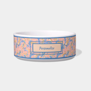 Écuelle Elégant bleu rose Arabesque Design Motif Chat Chie