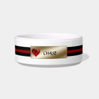 Elégant bol rouge noir d'or avec le coeur