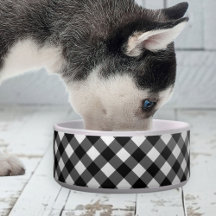 Elegant Cute Gingham Check ceramic pet bowl
