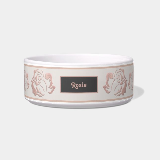 Écuelle Élégant Rose Monogramme or poêle Bowl avec Roses (Devant)