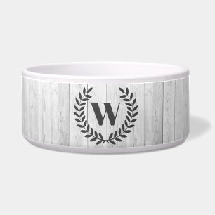 Écuelle Elégant Rustique Blanc Laurelles Gris   Monogramme