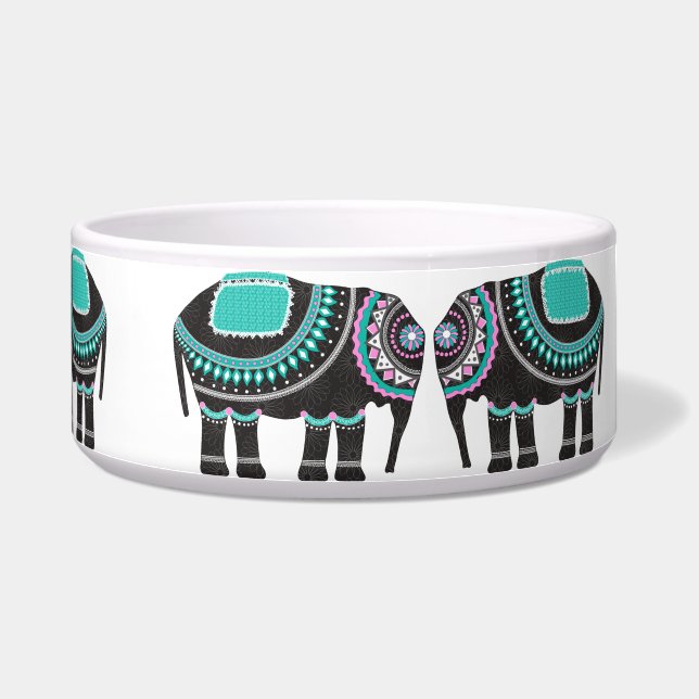 Écuelle Éléphants Indiens Ornés Design Chien Chat Mignon (Droite)