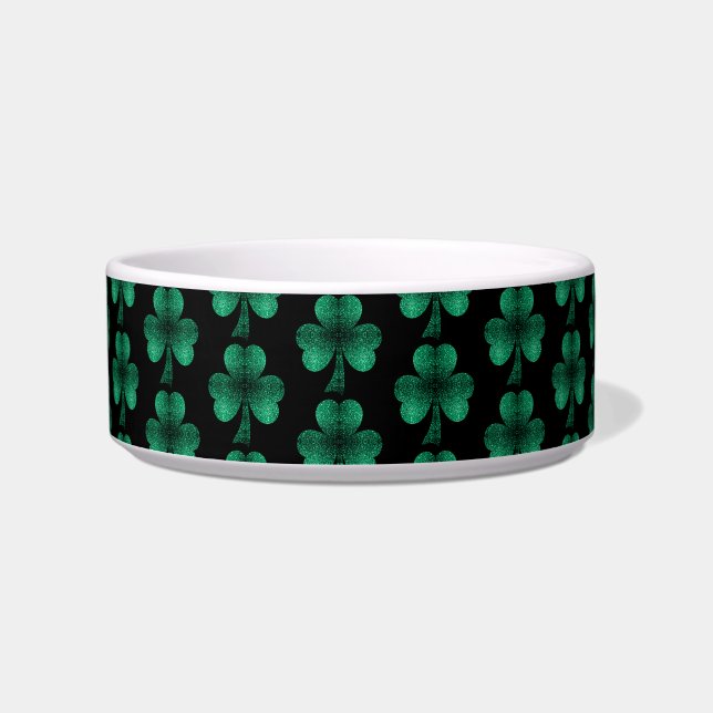 Écuelle Emerald Green Sparkles Shamrock motif noir (Devant)