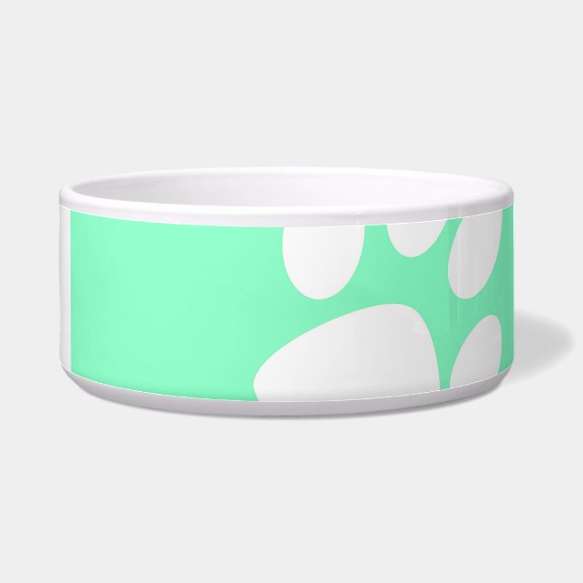 Écuelle empreinte de patte bleu néon vert sarcelle (Gauche)