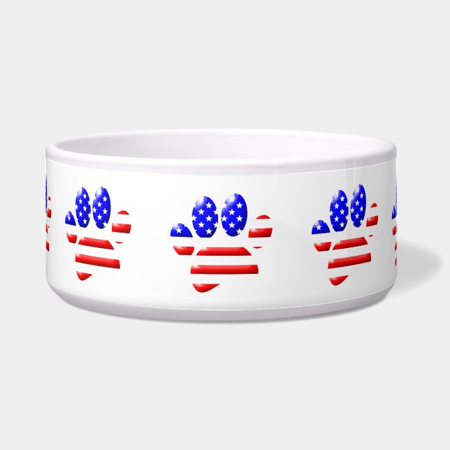 Écuelle Empreinte de patte de chien Drapeau américain (Devant)