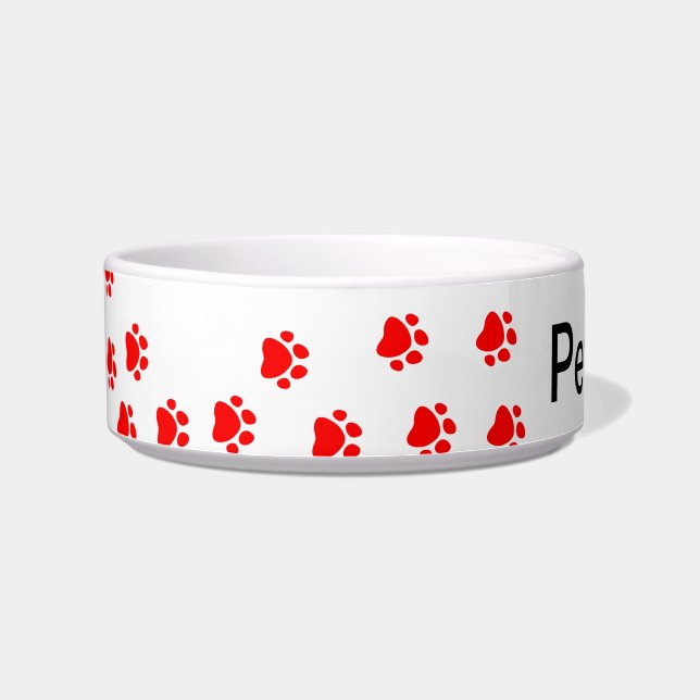 Écuelle Empreinte de patte de chien rouge - bol pour anima (Gauche)
