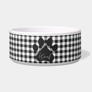 Écuelle Empreinte de patte noir blanc WOOF Buffalo Plaid C
