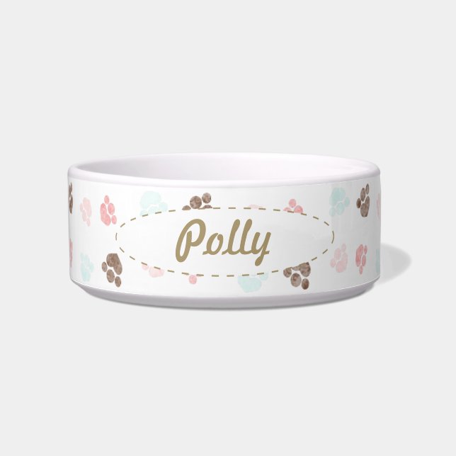 Écuelle Empreintes de pattes Chien Chat Personnalisé Mocha (Devant)