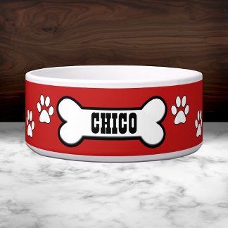 Écuelle Empreintes de pattes Rouge Personnalisé Pet Bowl