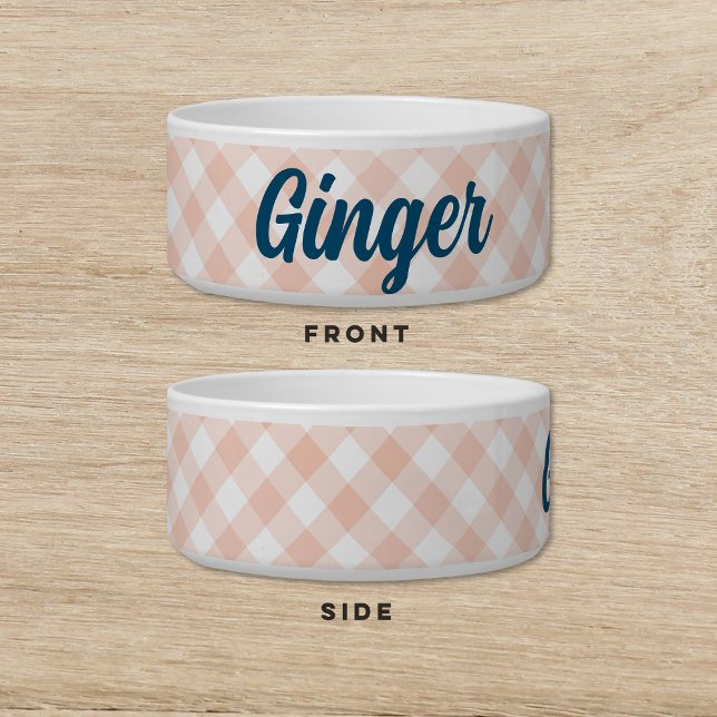 Écuelle en vichy chat de chat rose vert pour animaux de co (Créateur téléchargé)