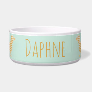 Écuelle en vichy Dachshund sur Duck Egg Blue - Nom Décontr