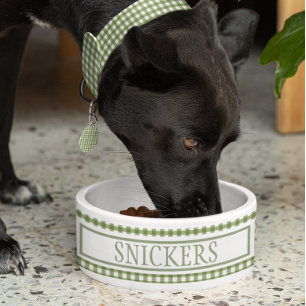 Écuelle en vichy vert Plaid Nom personnalisé