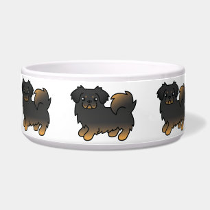 Écuelle Épagneul tibétain noir et feu dessin animé chien