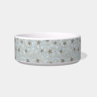 Écuelle Étoiles d'argent, Gris et Bleu bulles Plat pour an