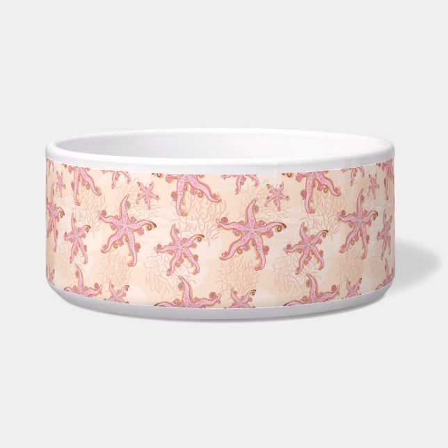 Écuelle Étoiles de mer et motif pastel rose corail (Devant)
