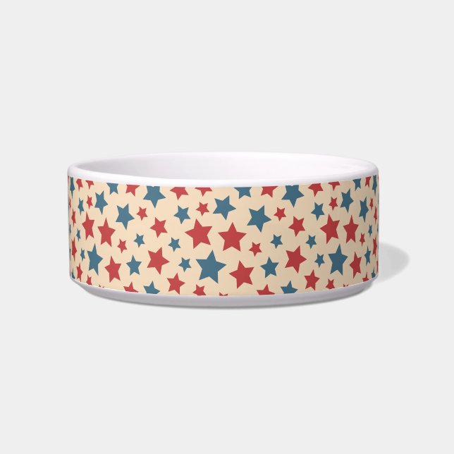 Écuelle Étoiles rouges et bleues, 4 juillet, fond beige (Devant)