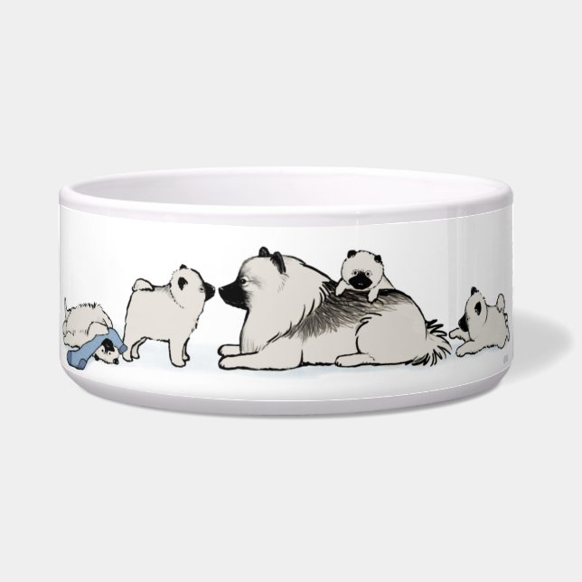 Écuelle Famille Keeshond avec chaussette bleue (Devant)