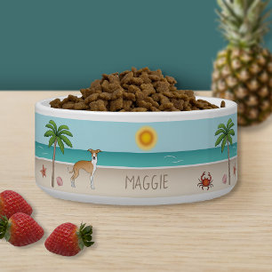 Écuelle Fawn And White Iggy Dog At A Tropical Summer Beach