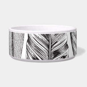 Écuelle Feuilles exotiques, vintage floral noir et blanc.