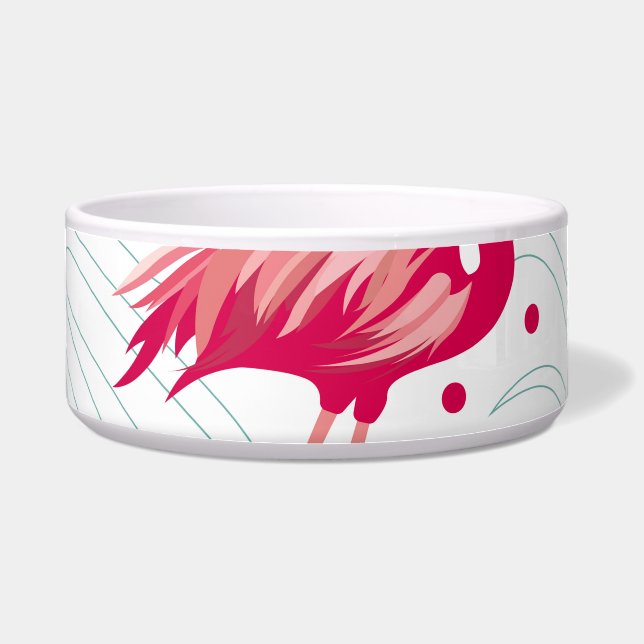 Écuelle Flamingo tropical et feuille, motif d'été. (Devant)