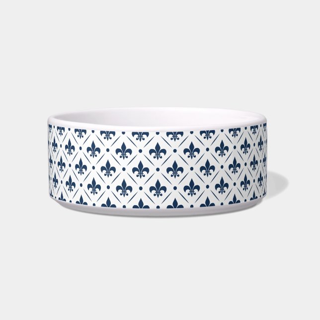 Écuelle Fleur De Lis bleu foncé motif sur arrière - plan b (Devant)