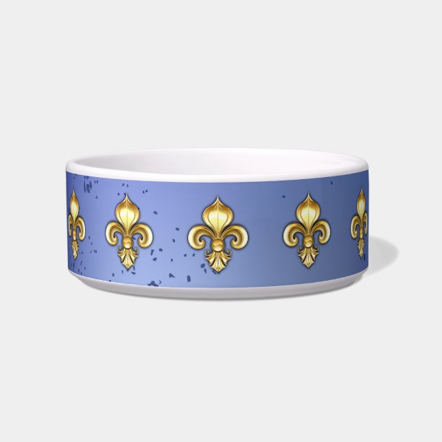 Écuelle Fleur de Lis dorée sur fond bleu (Devant)