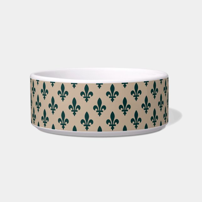 Écuelle Fleur de Lis Motif, Royal French Green on Cream (Devant)