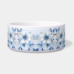 Écuelle Fleurs Bleues Botaniques Céramique Pet Bowl