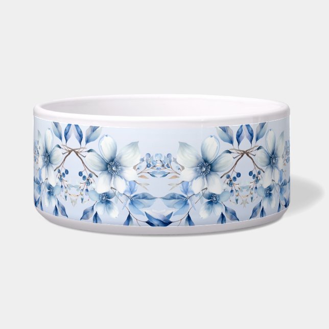 Écuelle Fleurs Bleues Botaniques Céramique Pet Bowl (Devant)