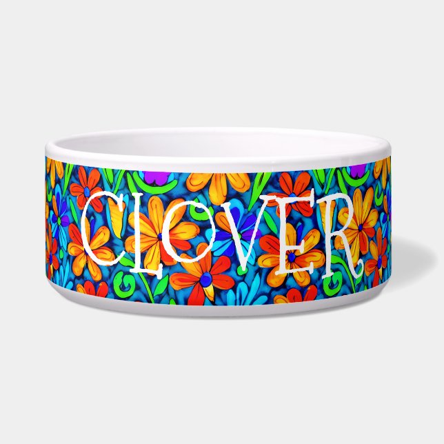 Écuelle Fleurs d'art populaire colorées vives (Devant)
