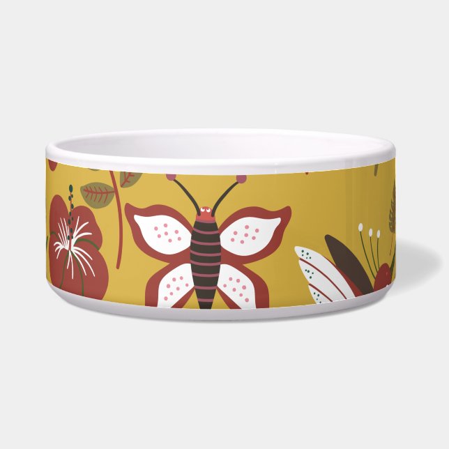 Écuelle Fleurs motifs florales sans soudure, papillon, rou (Devant)