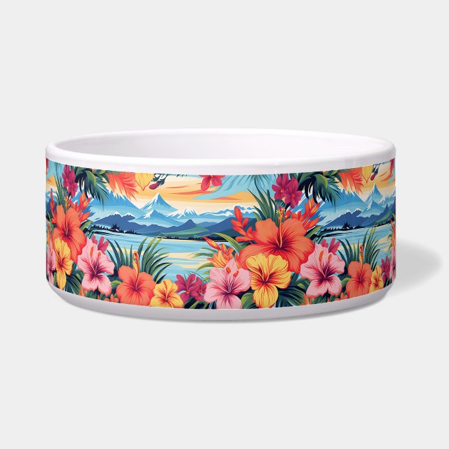 Écuelle Fleurs tropicales colorées et paysage (Devant)