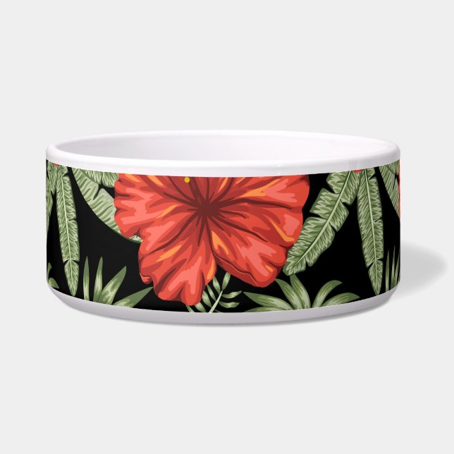 Écuelle Fleurs tropicales rouges sans coutures motif vert  (Devant)