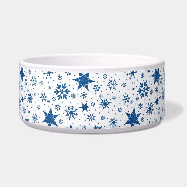 Écuelle ❄️ Flocon de neige bleu Hiver Élégant Cuisine (Devant)