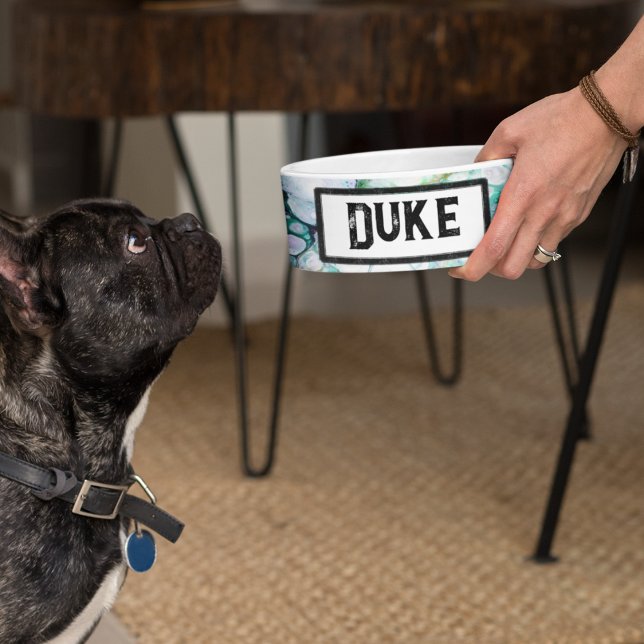 Écuelle Fluide acrylique pour Emerald Dragon Pet Bowl (Modern and very artsy marble design personalized pet bowl for food or water!  )