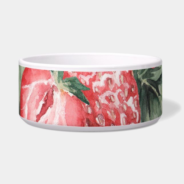 Écuelle Fraises mûres d'été : Aquarelle rose (Devant)