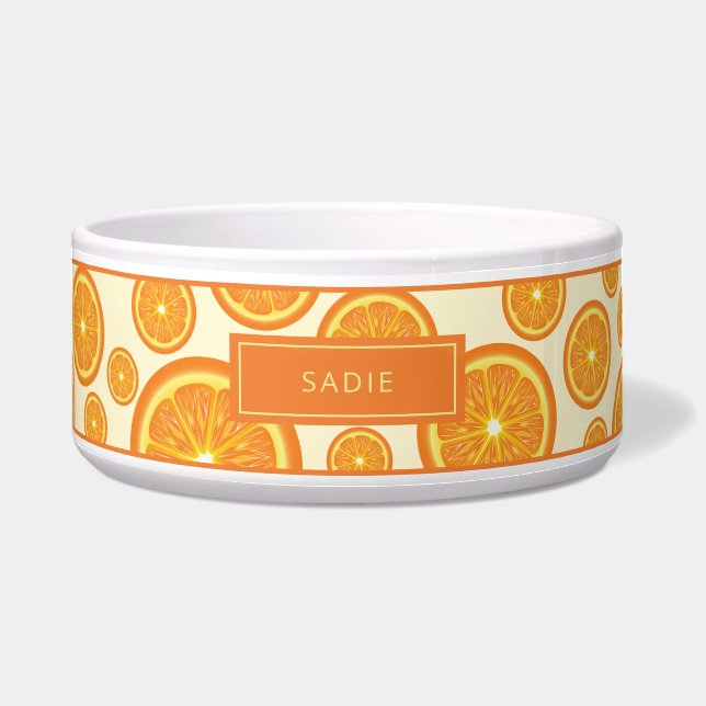 Écuelle Fruits orange Motif avec nom de l'animal (Devant)