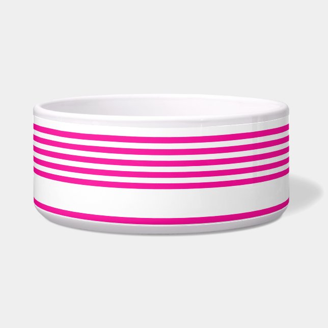 Écuelle Fuchsia et blanc cinq bandes motif (Devant)