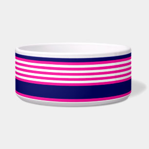 Écuelle Fuchsia et blanc cinq bandes motif avec bleu