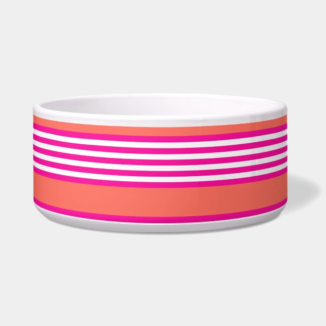 Écuelle Fuchsia et corail vivant cinq bandes motif (Devant)