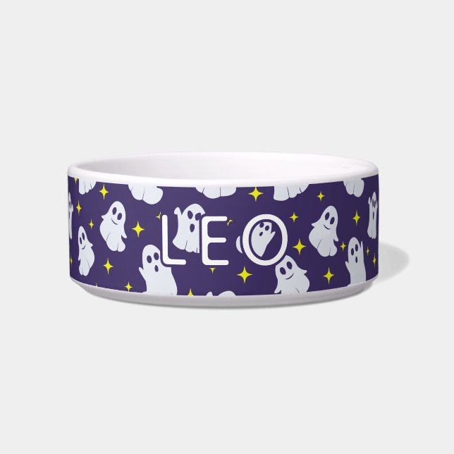 Écuelle Fun Ghosts Motif Purple Halloween Nourriture Chat (Devant)