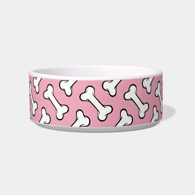 Écuelle Fun Pink and White Bones Motif Ceramic Chig Bowl (Devant)