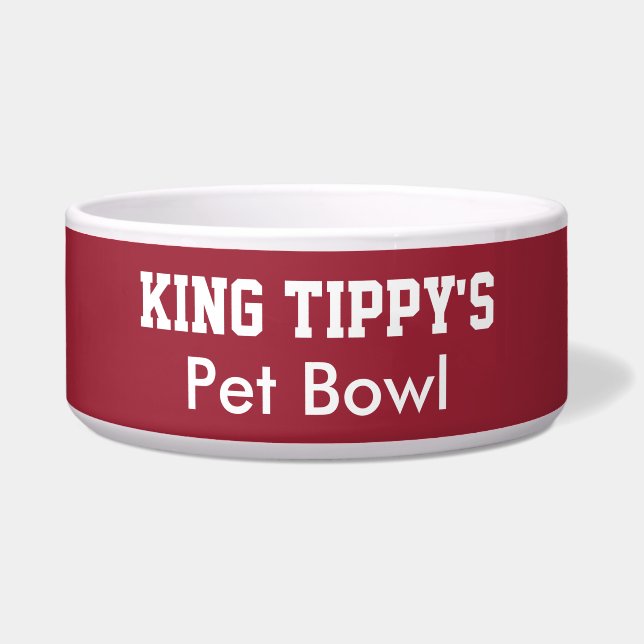 Écuelle Funny King Chien Pet Bowl Rouge Blanc PERSONNALISE (Devant)