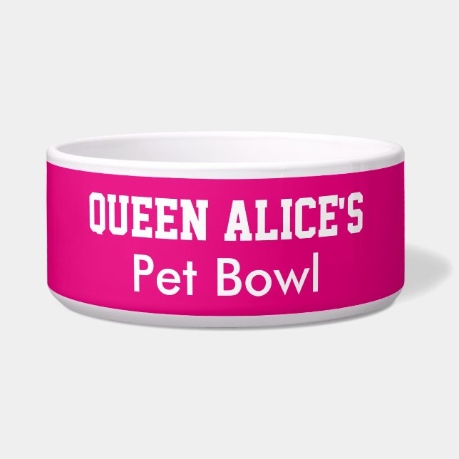 Écuelle Funny Queen Dog Pink Pet Bowl PERSONNALISER LE NOM (Devant)