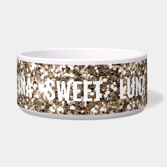 Écuelle Girl Spark Glittery Sweet Luna Nom du chien Animal (Gauche)