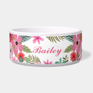 Écuelle Girly floraux personnalisés de cuvette d'animal