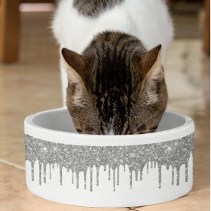 Écuelle Glam Argent Paillettes Gouttes Chic Chien de Compa