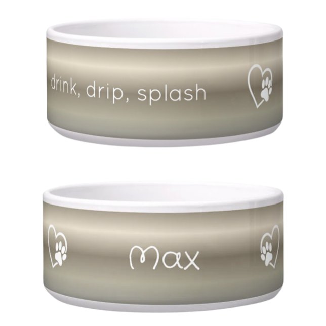Écuelle Gold 'drink drip splash' Dog Name Bowl (Créateur téléchargé)